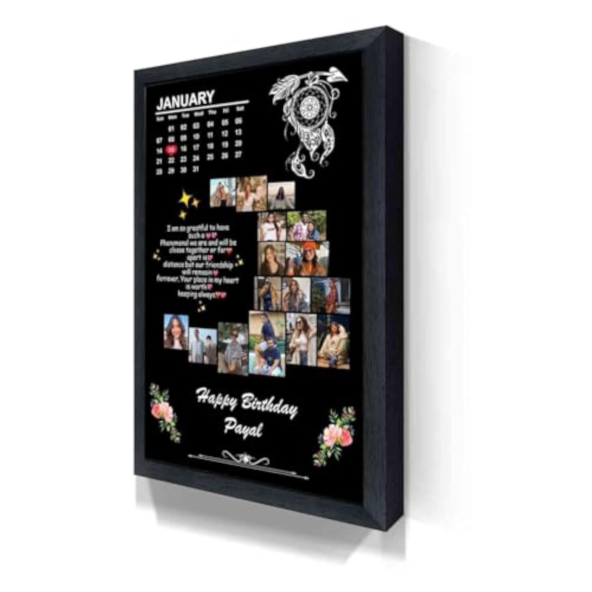 Moon Shape Black Personalized Photo Frame